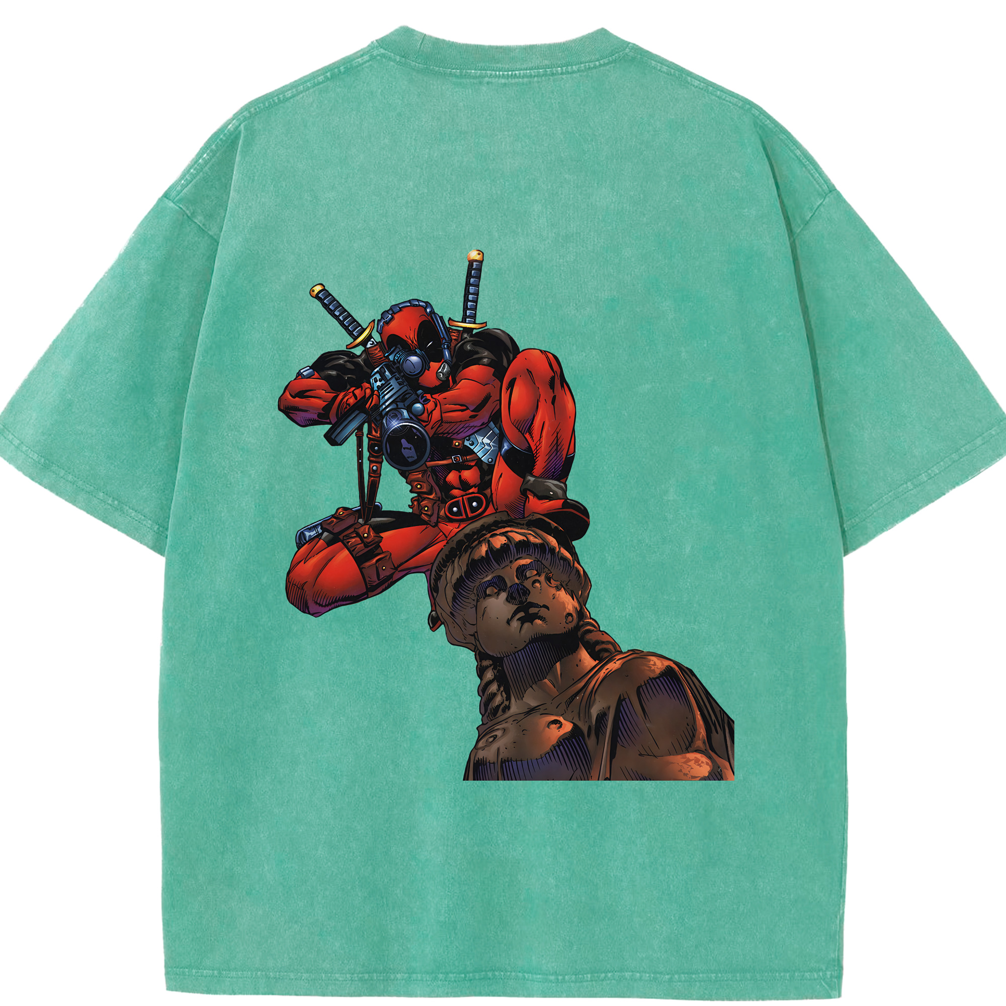 （画像用） Deadpool デッドプール 綿100% ヴィンテージ風 半袖Tシャツ（背面プリント）